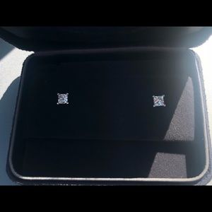 Tiffany & Co. Platinum Princess Cut Diamond Studs